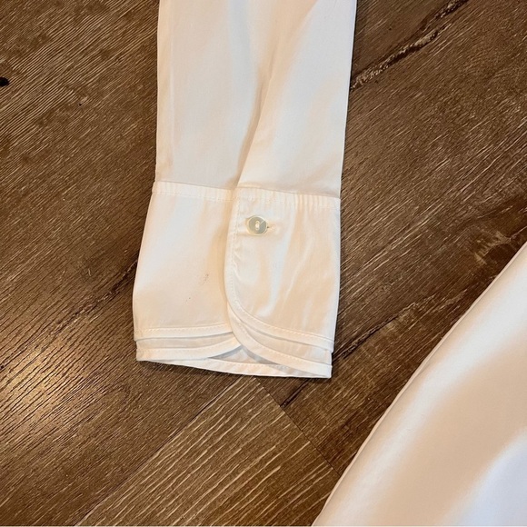 AXEL'S White Size 40/10 Collared Pleated Long Sleeve Button Up Blouse It… - Picture 10 of 10